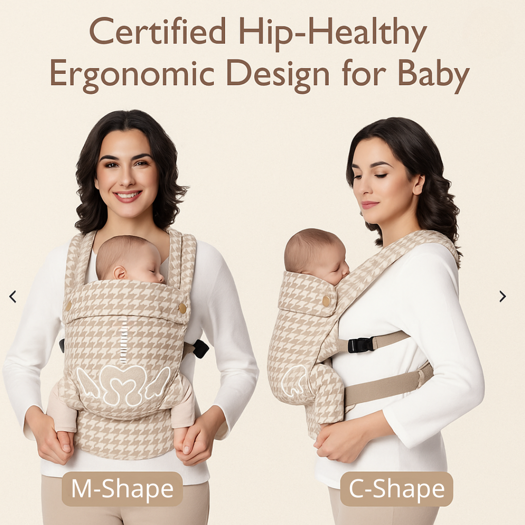 The Mama Carrier - Sand Houndstooth Beige