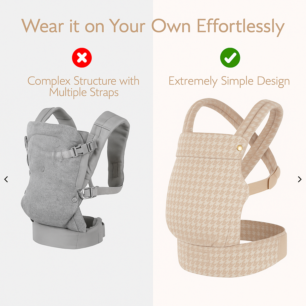 The Mama Carrier - Sand Houndstooth Beige