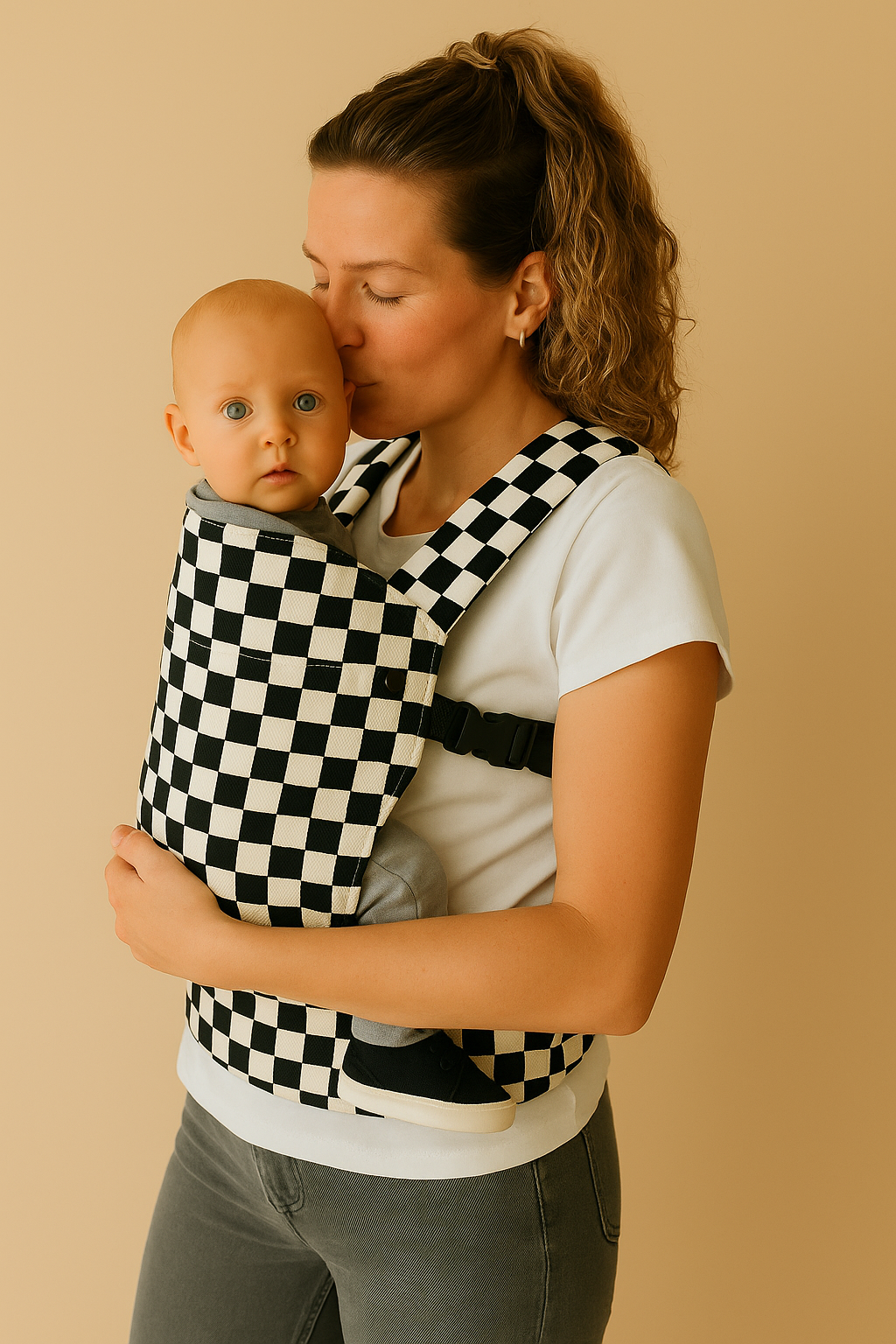 The Mama Carrier - Ivory Checkered Black