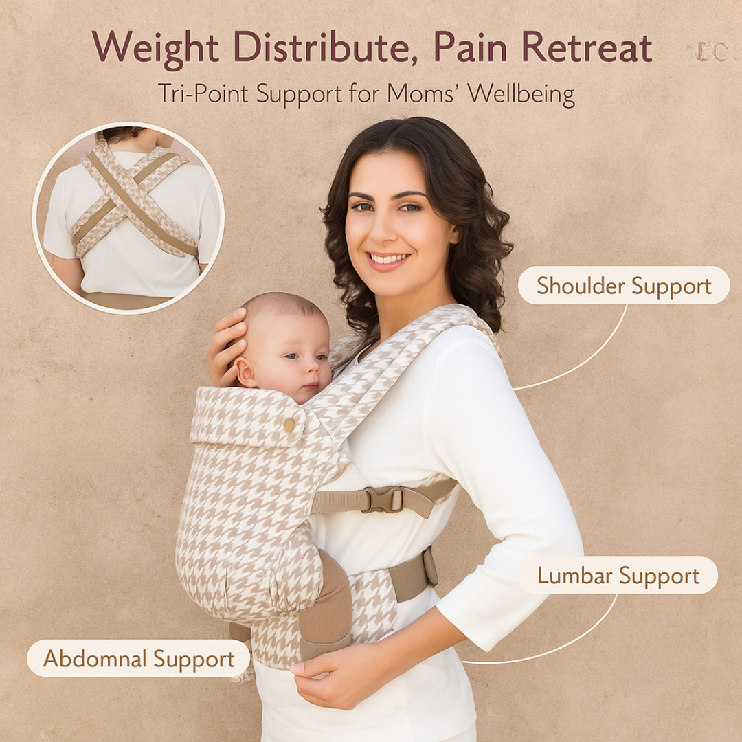 The Mama Carrier - Sand Houndstooth Beige