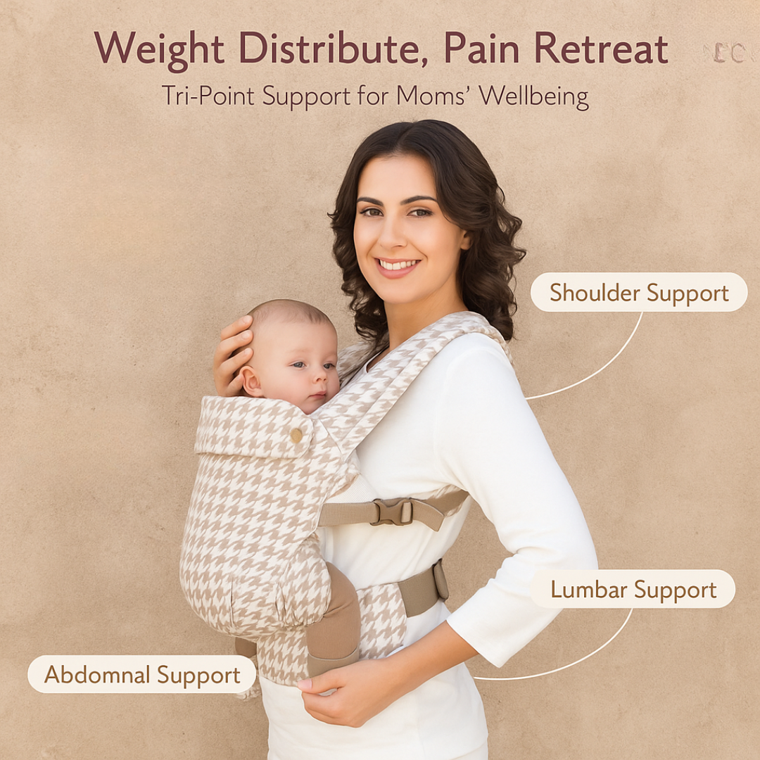 The Mama Carrier - Sand Houndstooth Beige