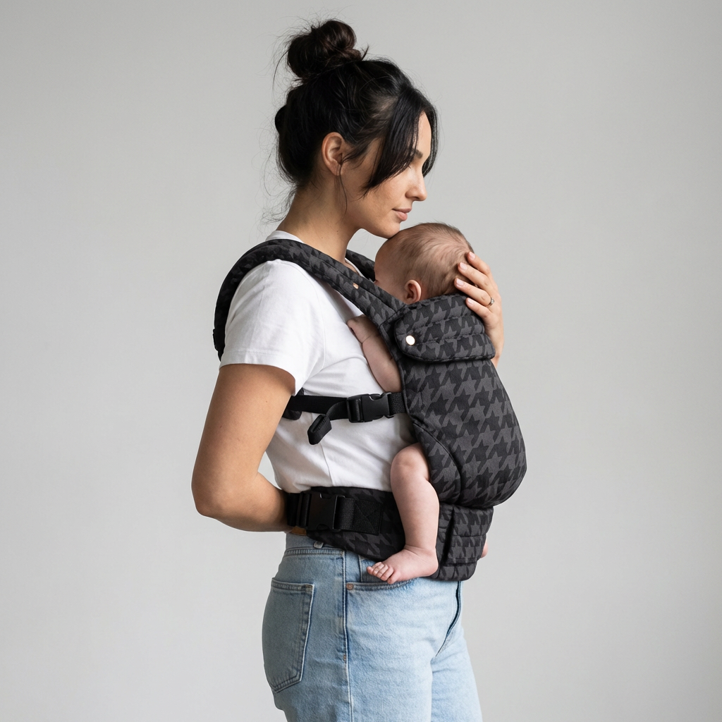 The Mama Carrier - Onyx Houndstooth Grey
