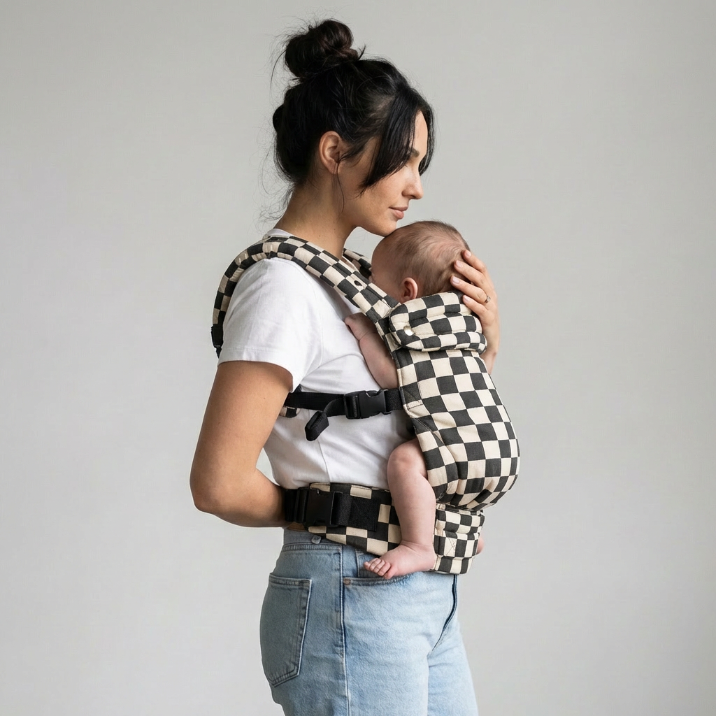 The Mama Carrier - Ivory Checkered Black